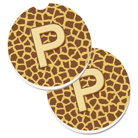 Carolines Treasures Monogram Initial P Giraffe  Cup Holder Car Coaster, PK2 CJ1025-PCARC